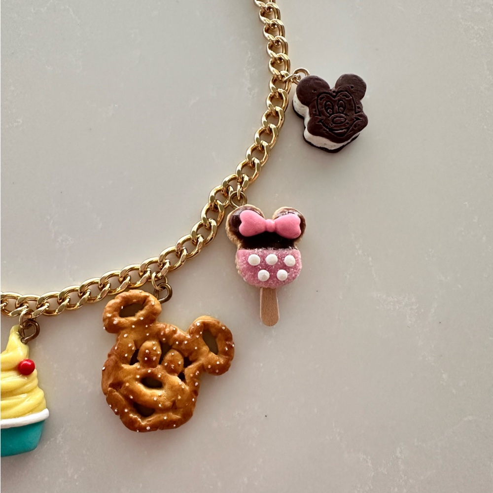 Disneyland Gold Charm Necklace with Colorful Treats Snacks - Picture 4 of 8